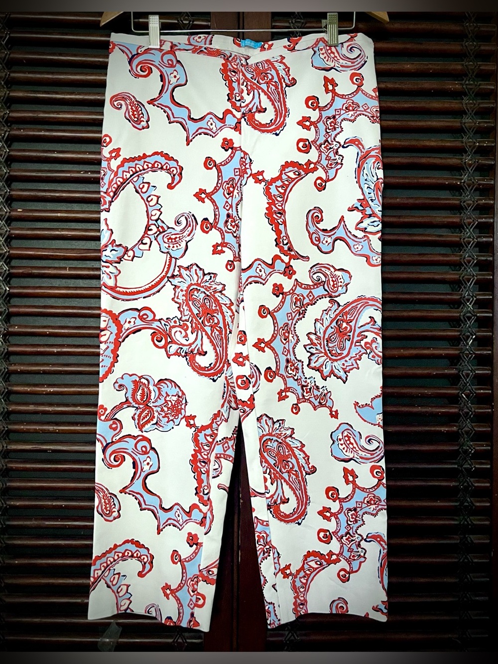 J. McLaughlin Ankle Pants Womens Sz 12  Side Zip Crop Capri Coastal Paisley NEW